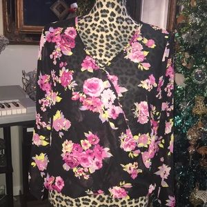 Sheer pink floral blouse